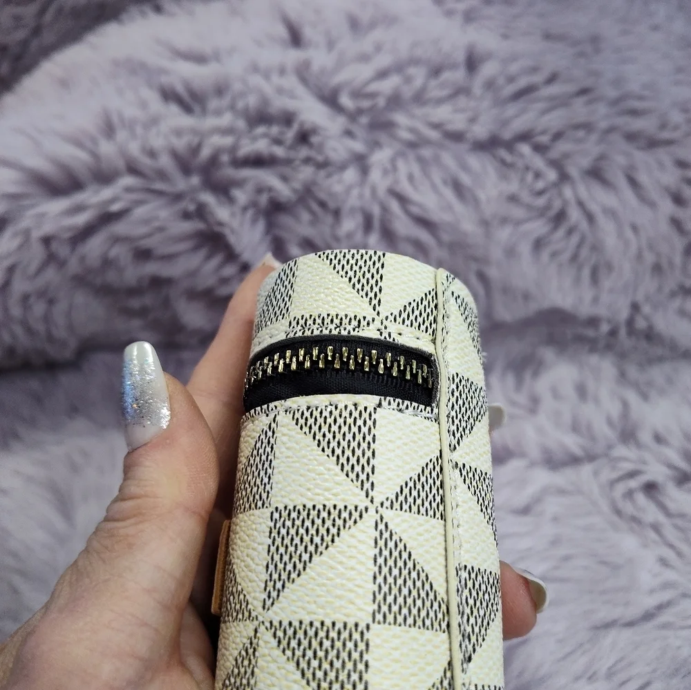 Lancini Mini Faux Leather Keychain Keyfob Lipstick Holder